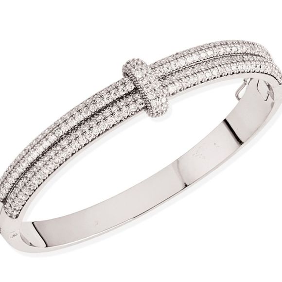 🔥 NWT HOT DESIGNER INSPIRED PROSECCO BRACELET SILVER MICRO PAVED BRACELET - Picture 1 of 12